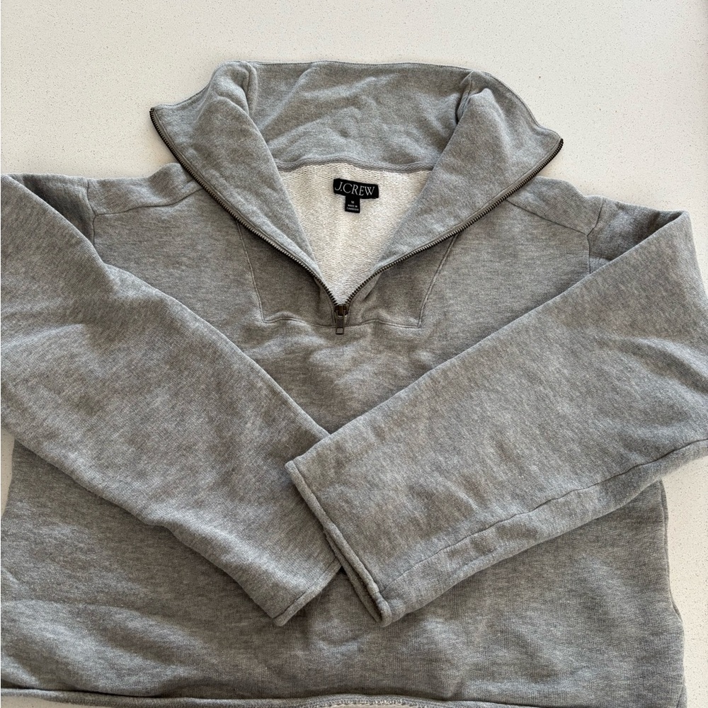 J. Crew cropped Zip Up Gray Sweater